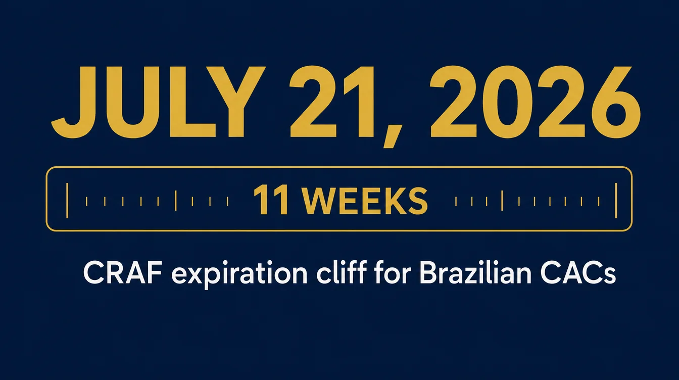 Infographic countdown showing 11 weeks until July 21, 2026 CRAF expiration
